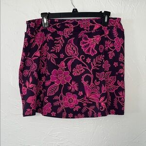 Lands' End Floral Swim Skirt in Hot Pink and Purple
